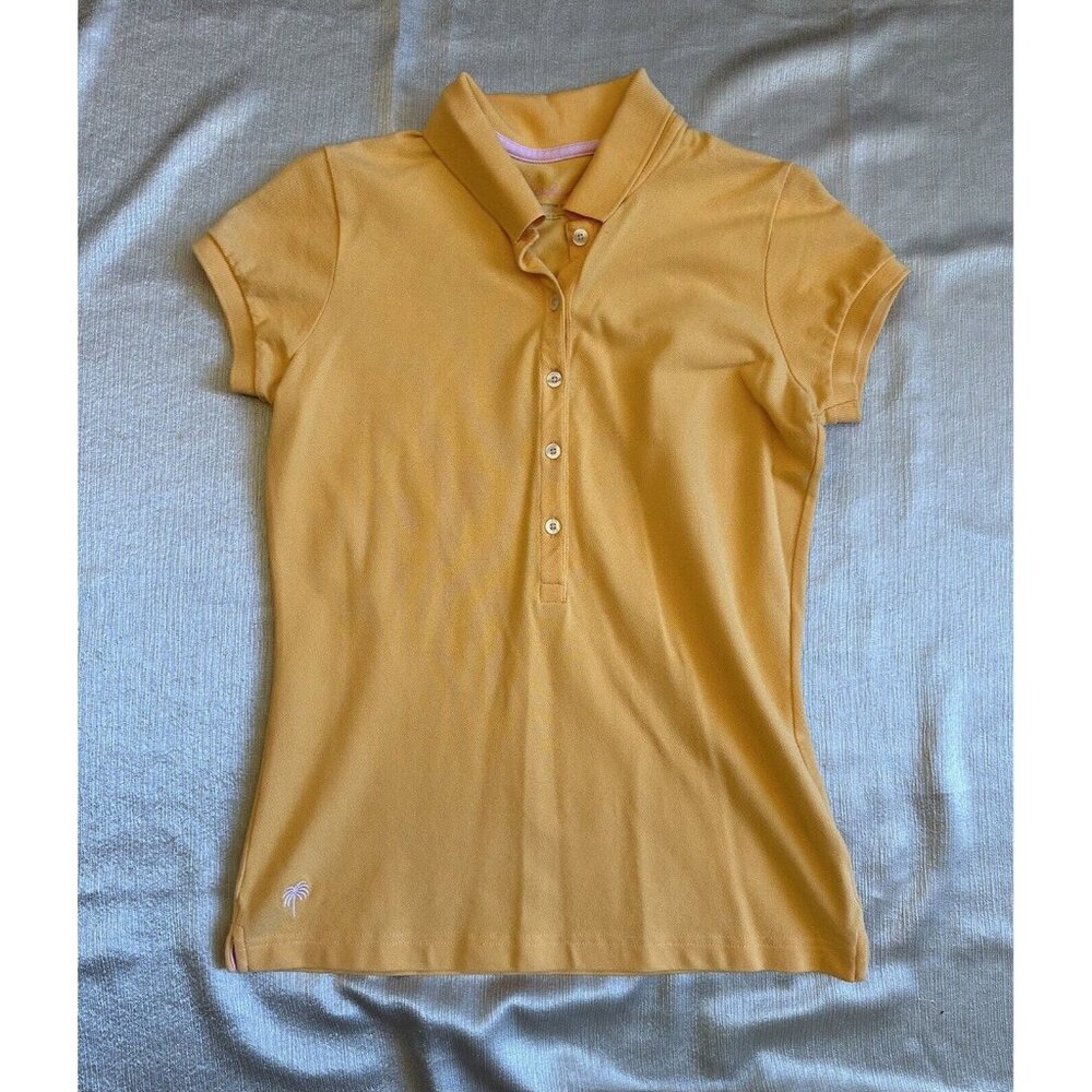 Lilly Pulitzer Polo Women's Small Orange‎ Mango Preppy Button Pima Cotton
